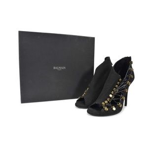 Balmain Camille Black Lace Up Boot Size 37.5 7.5